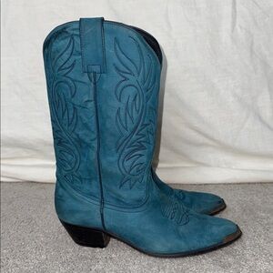 ACME Vintage Suede Teal Cowboy Boots - W8